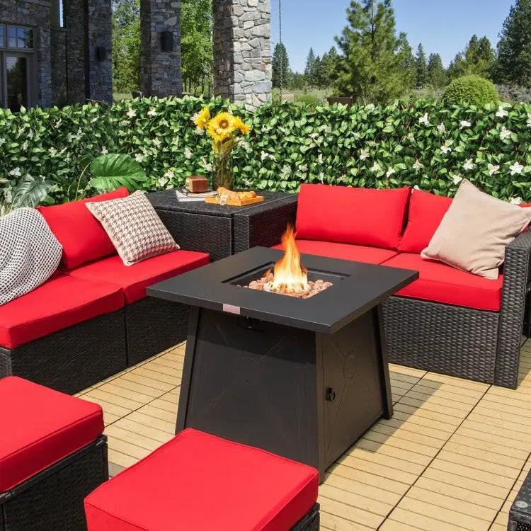 50,000 BTU Black Steel Square Portable LP Gas Propane Fire Pit Table by HomePacific