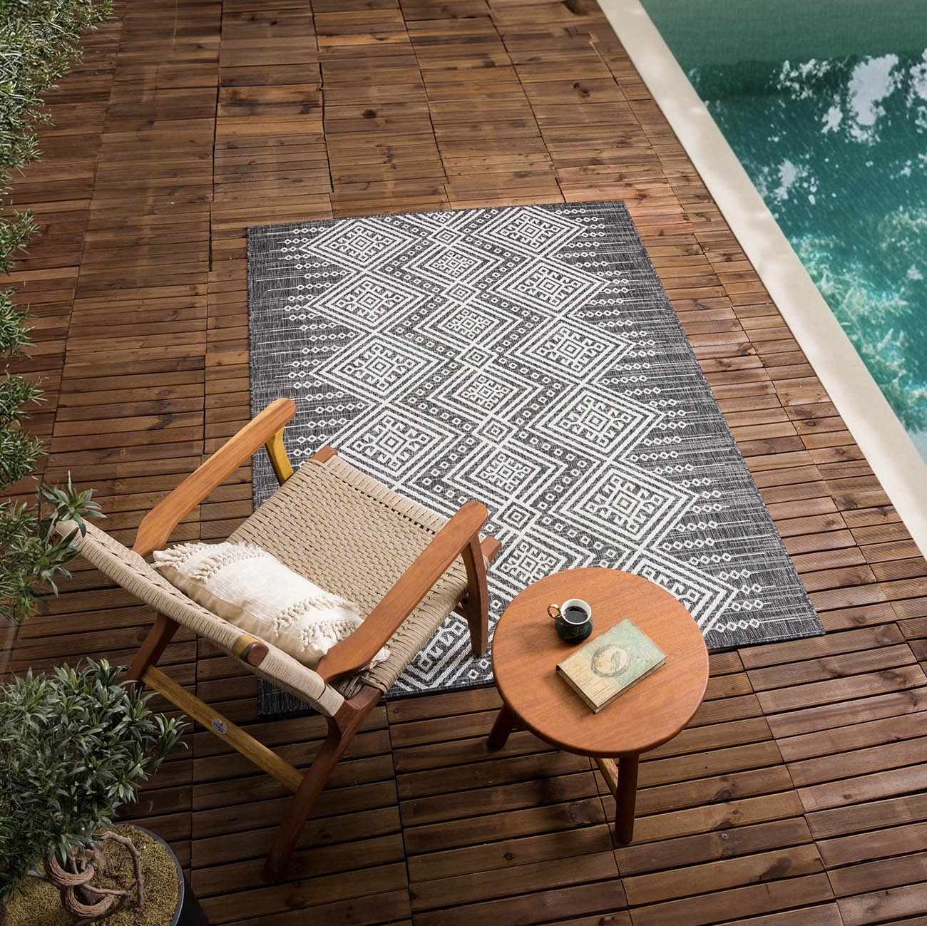 Frankville Black&White All Over Performance Outdoor Rug by Boutique Rugs