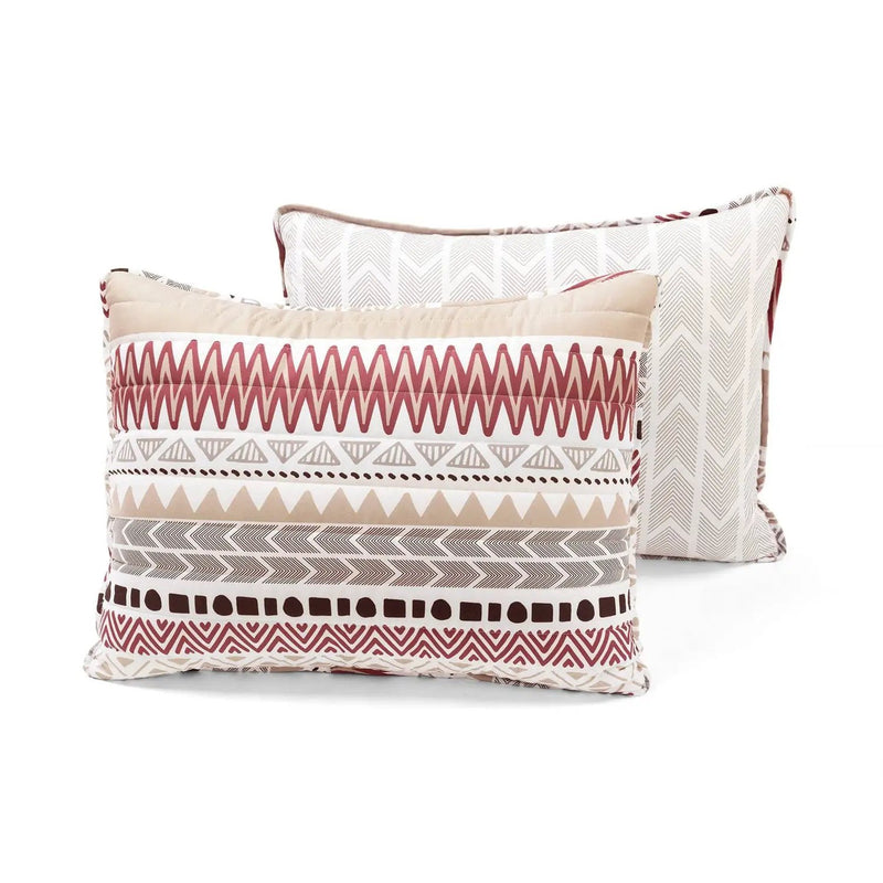 Full/Queen Lightweight Rustic Red Chevron Stripe Reversible 3 Piece Quilt Set by HomePacific