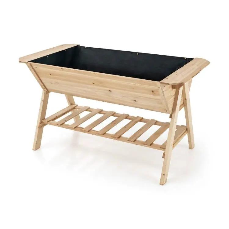 Farmhouse 2 Tier Large Outdoor Natural Wooden 5-ft Raised Garden Bed Planter Box by HomePacific