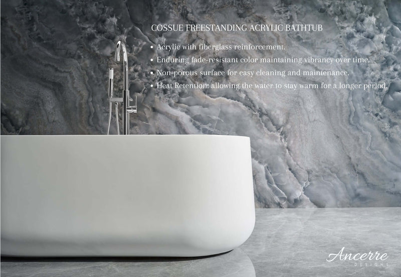 Cossue 61" Freestanding Acrylic Bathtub in White by Ancerre Designs