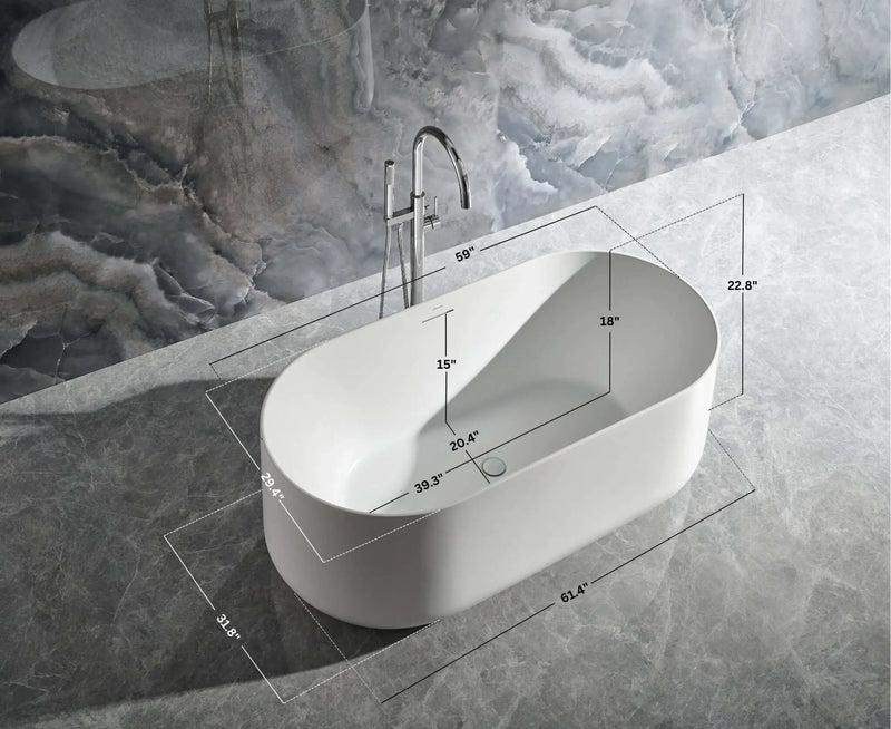 Cossue 61" Freestanding Acrylic Bathtub in White by Ancerre Designs
