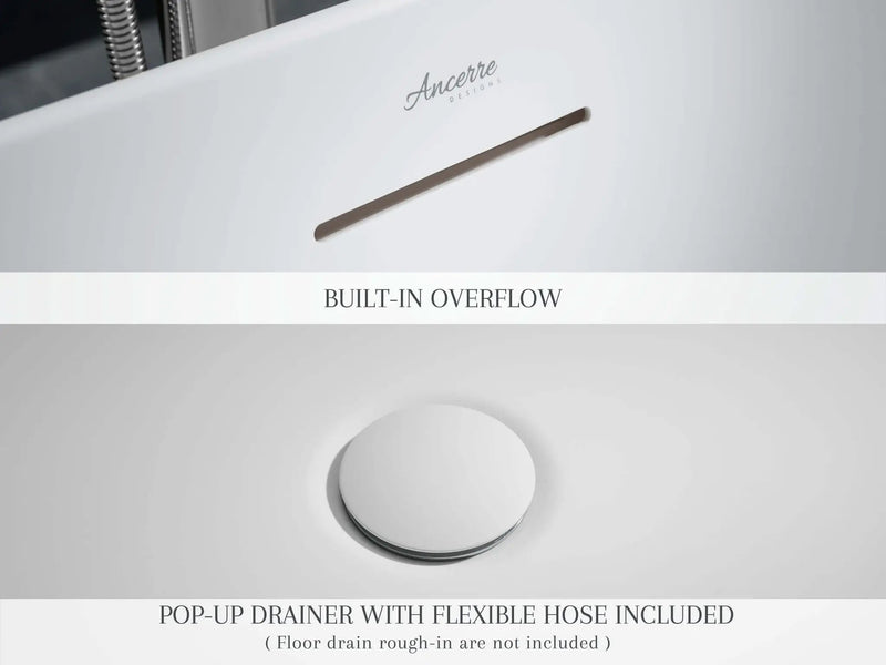 Cossue 61" Freestanding Acrylic Bathtub in White by Ancerre Designs