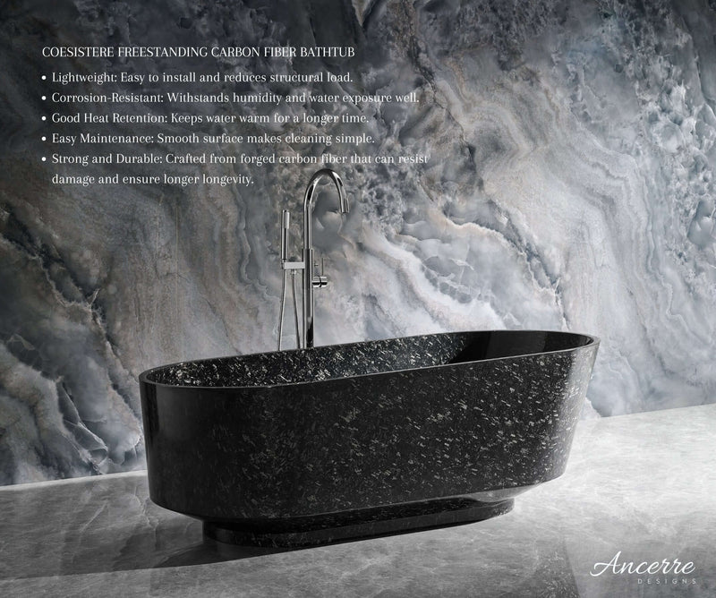 Coesistere 67" Freestanding Forged Carbon Fiber Bathtub by Ancerre Designs