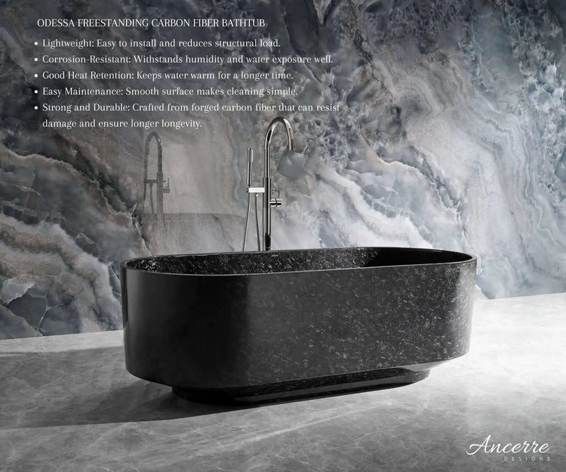 Odessa 67" Freestanding Forged Carbon Fiber Bathtub by Ancerre Designs