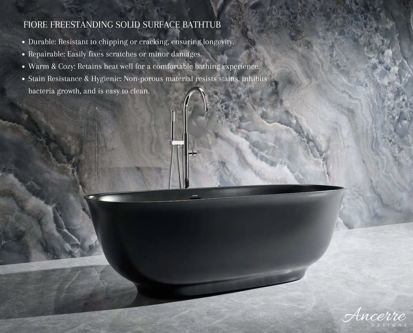 Fiore Freestanding Solid Surface Bathtub by Ancerre Designs