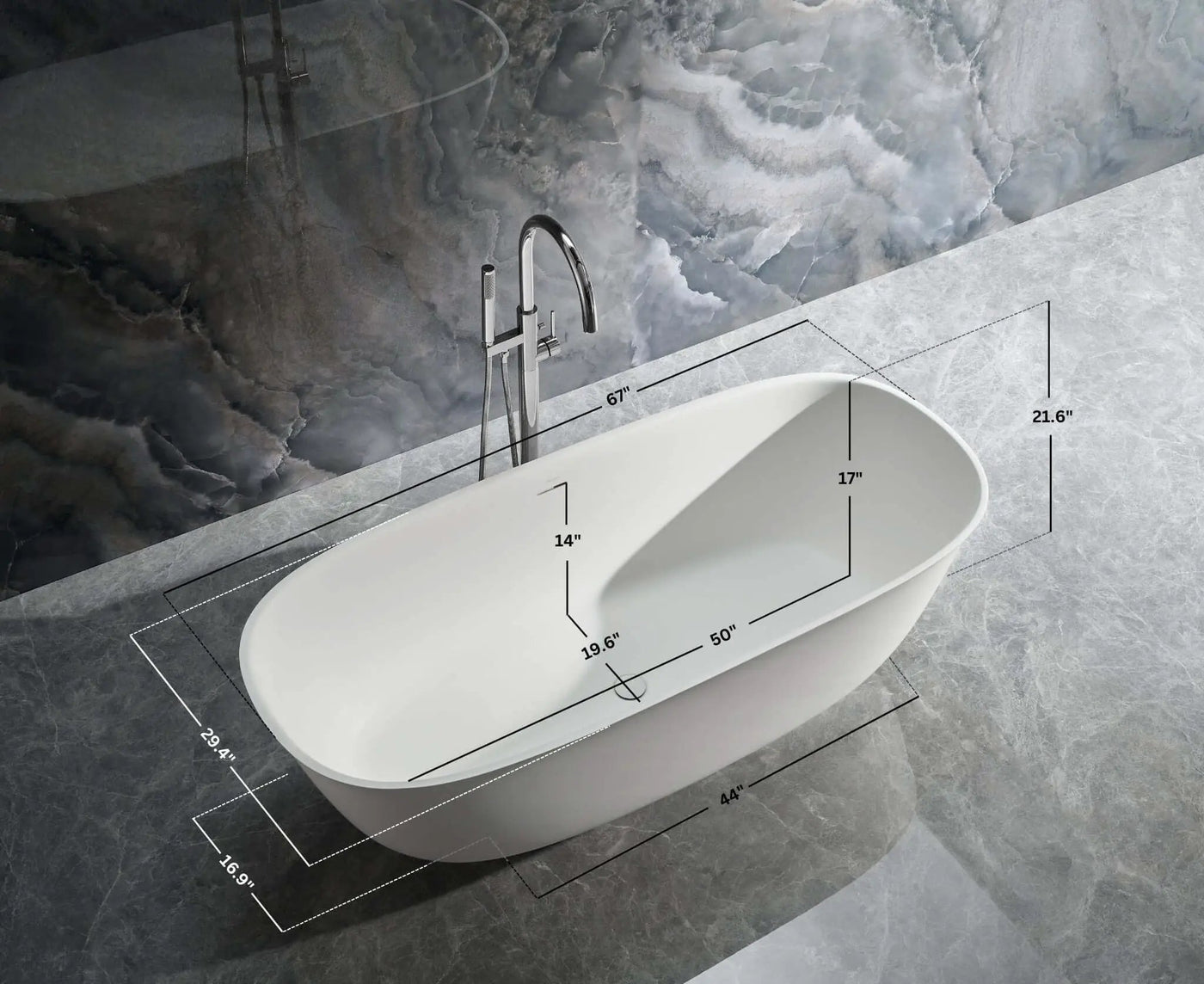 Fiore Freestanding Solid Surface Bathtub by Ancerre Designs