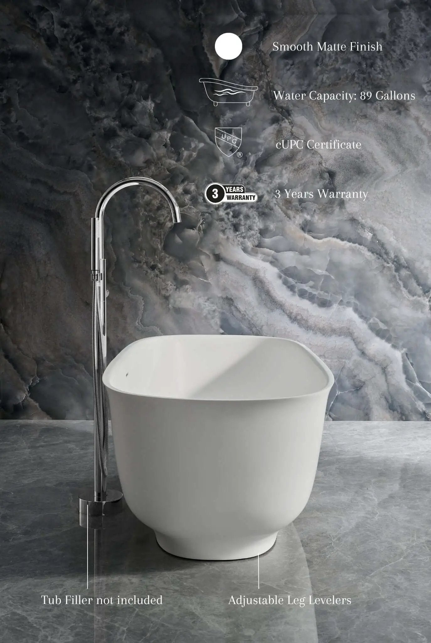 Fiore Freestanding Solid Surface Bathtub by Ancerre Designs