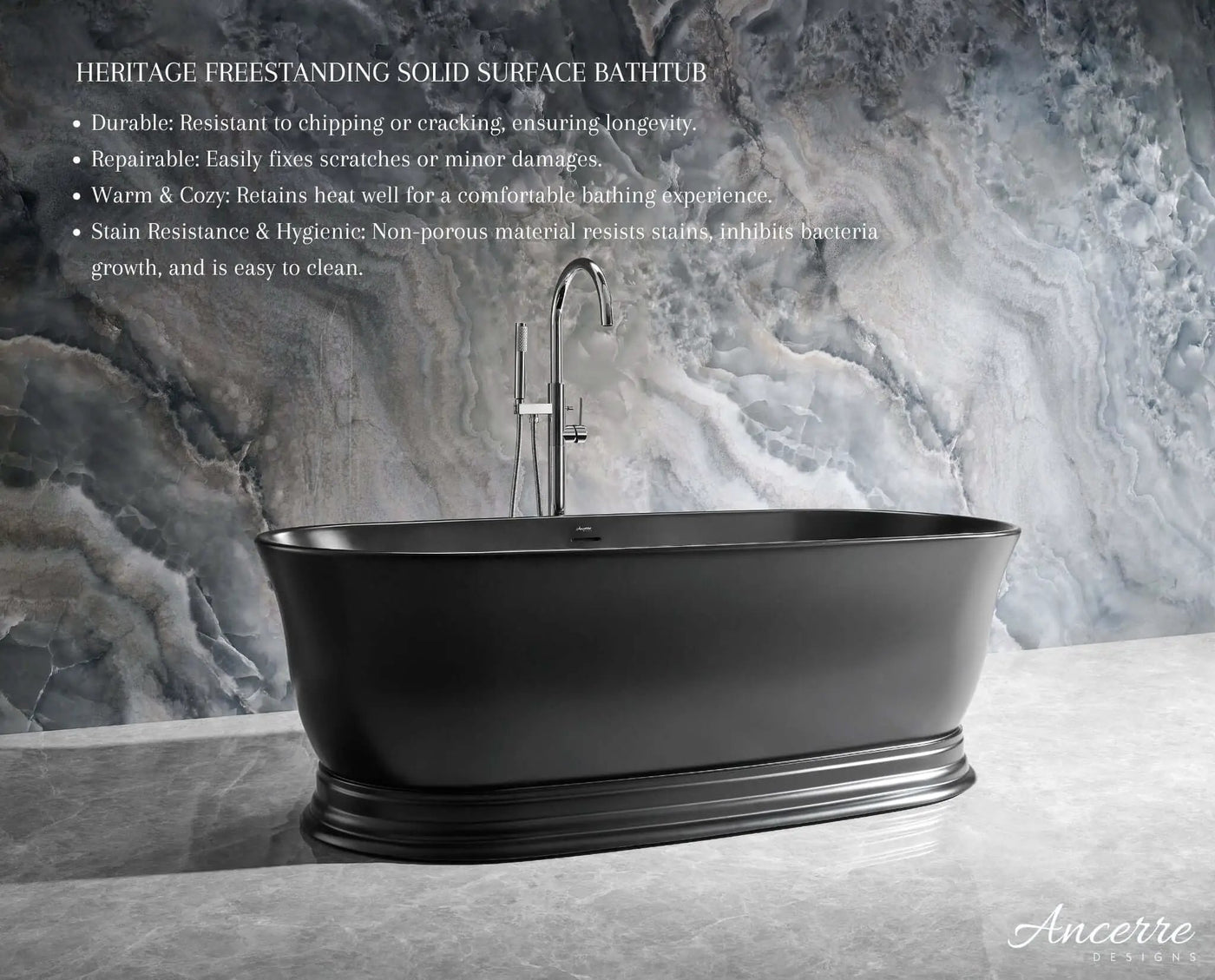 Heritage Freestanding Solid Surface Bathtub by Ancerre Designs