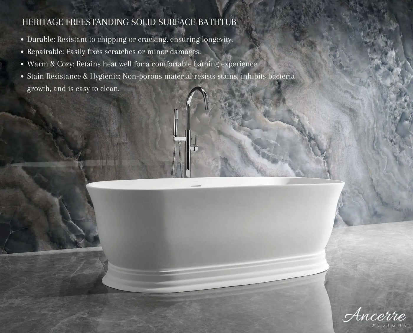 Heritage Freestanding Solid Surface Bathtub by Ancerre Designs