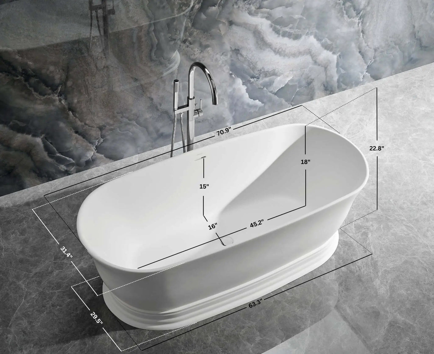 Heritage Freestanding Solid Surface Bathtub by Ancerre Designs