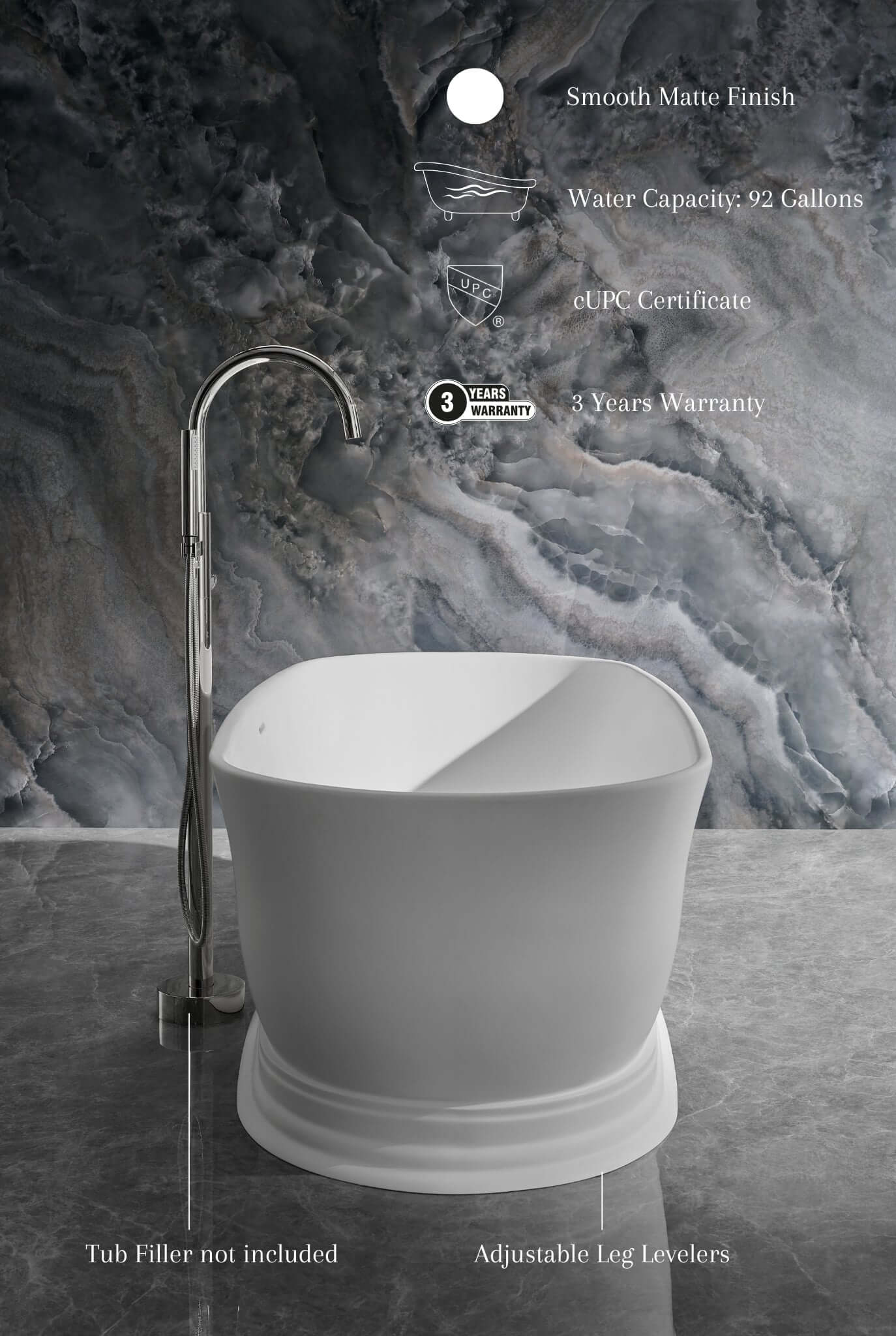 Heritage Freestanding Solid Surface Bathtub by Ancerre Designs