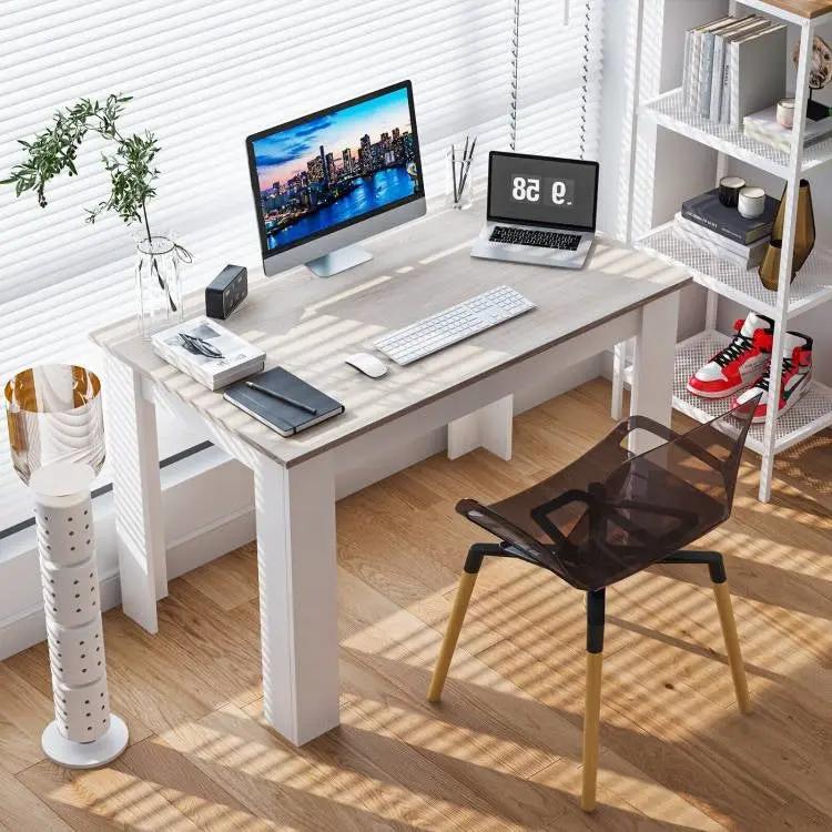 47-inch Kitchen Dining Table or Computer Desk in White Light Grey Wood Finish by HomePacific