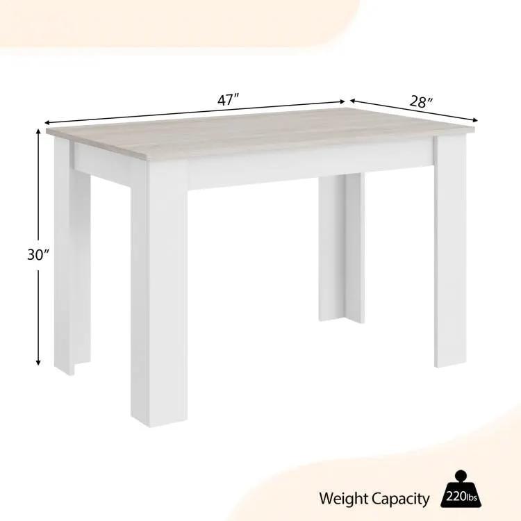 47-inch Kitchen Dining Table or Computer Desk in White Light Grey Wood Finish by HomePacific