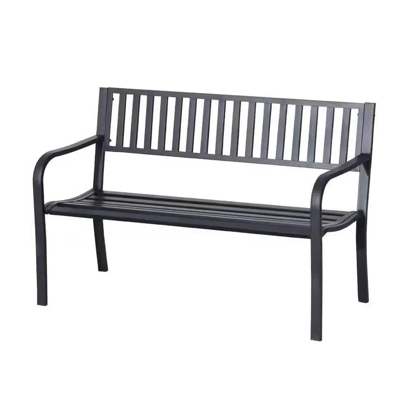 Outdoor Black Metal Garden Bench with 550 lb Max Weight Capacity by HomePacific