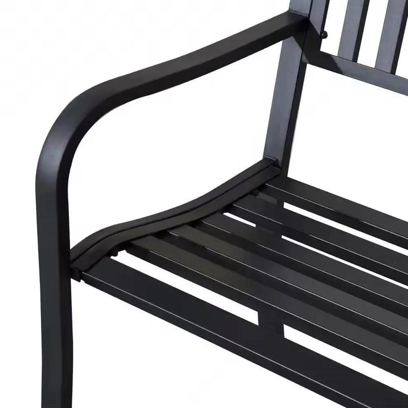 Outdoor Black Metal Garden Bench with 550 lb Max Weight Capacity by HomePacific