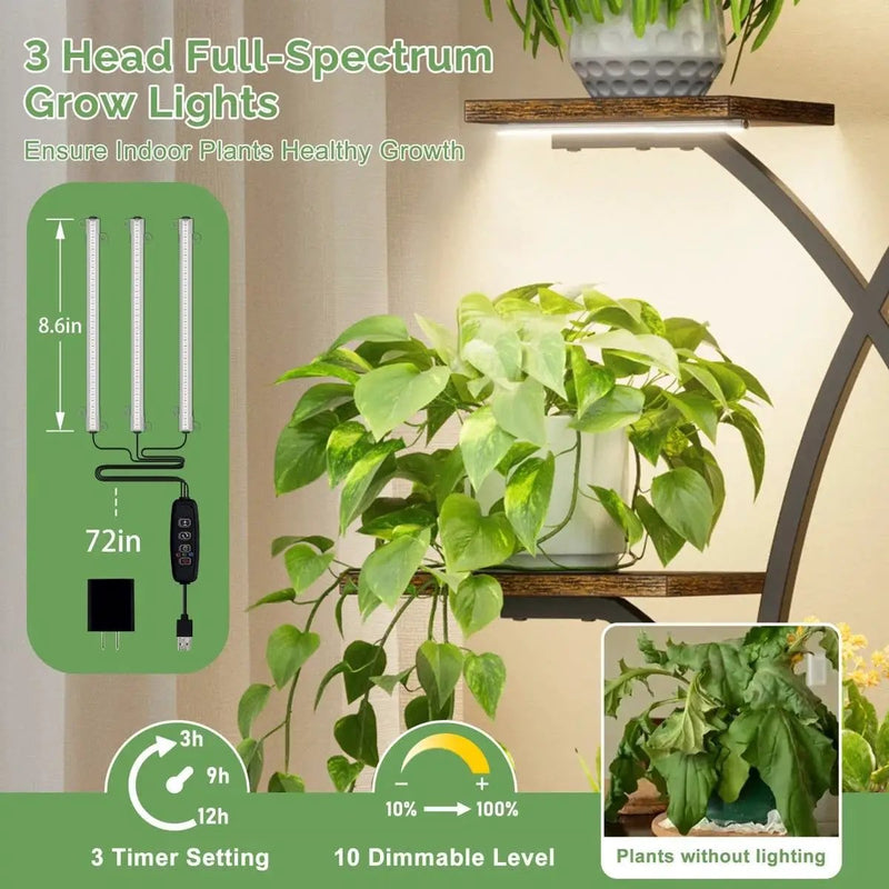 62-inch Tall Tree Shaped Indoor Plant Stand with Grow Lights by HomePacific
