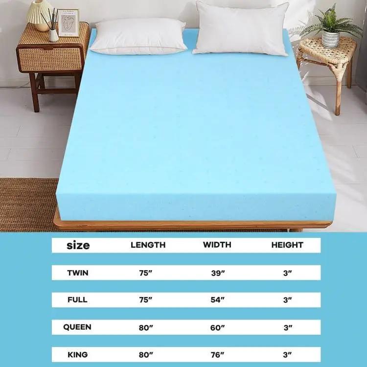 Full size 3-inch Thick Gel-Infused Air Foam Mattress Topper in Light Blue by HomePacific