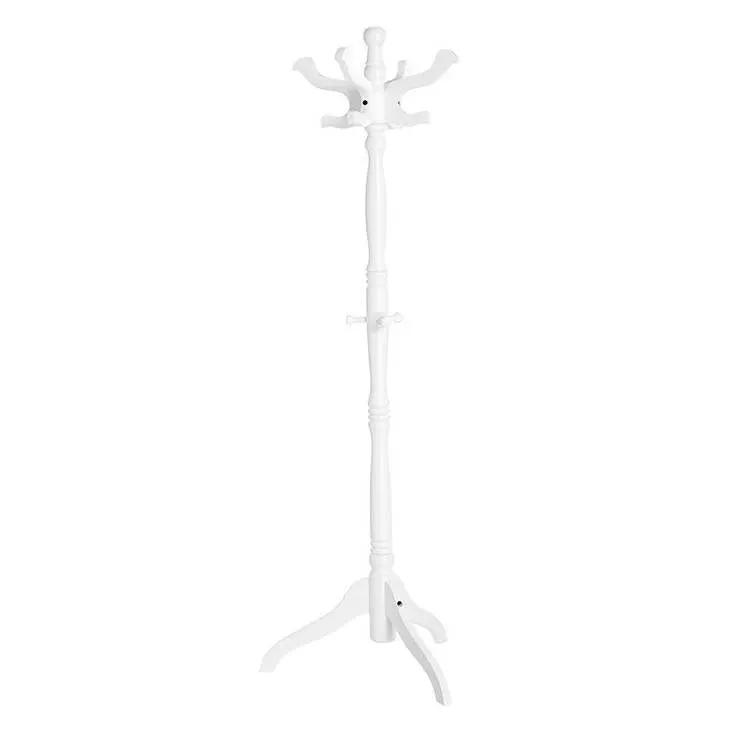 Traditional Classic Solid Wood Coat Rack in White Finish by HomePacific