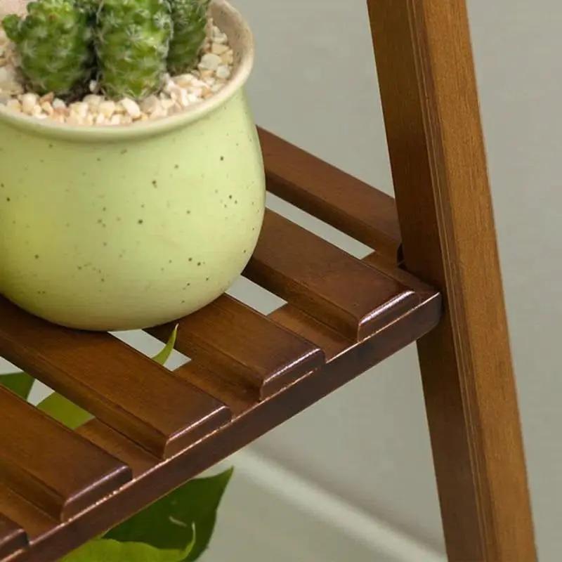 Modern Boho Wooden 4-Shelf Pyramidal Plant Stand by HomePacific