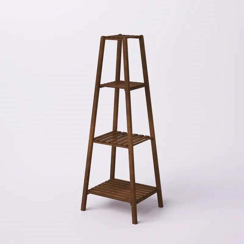 Modern Boho Wooden 4-Shelf Pyramidal Plant Stand by HomePacific