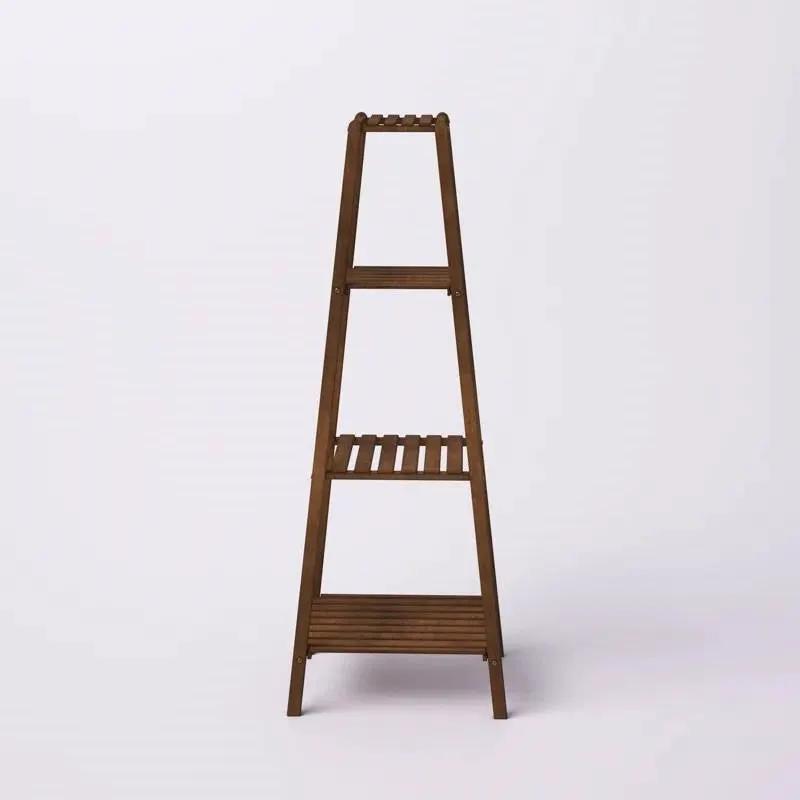 Modern Boho Wooden 4-Shelf Pyramidal Plant Stand by HomePacific