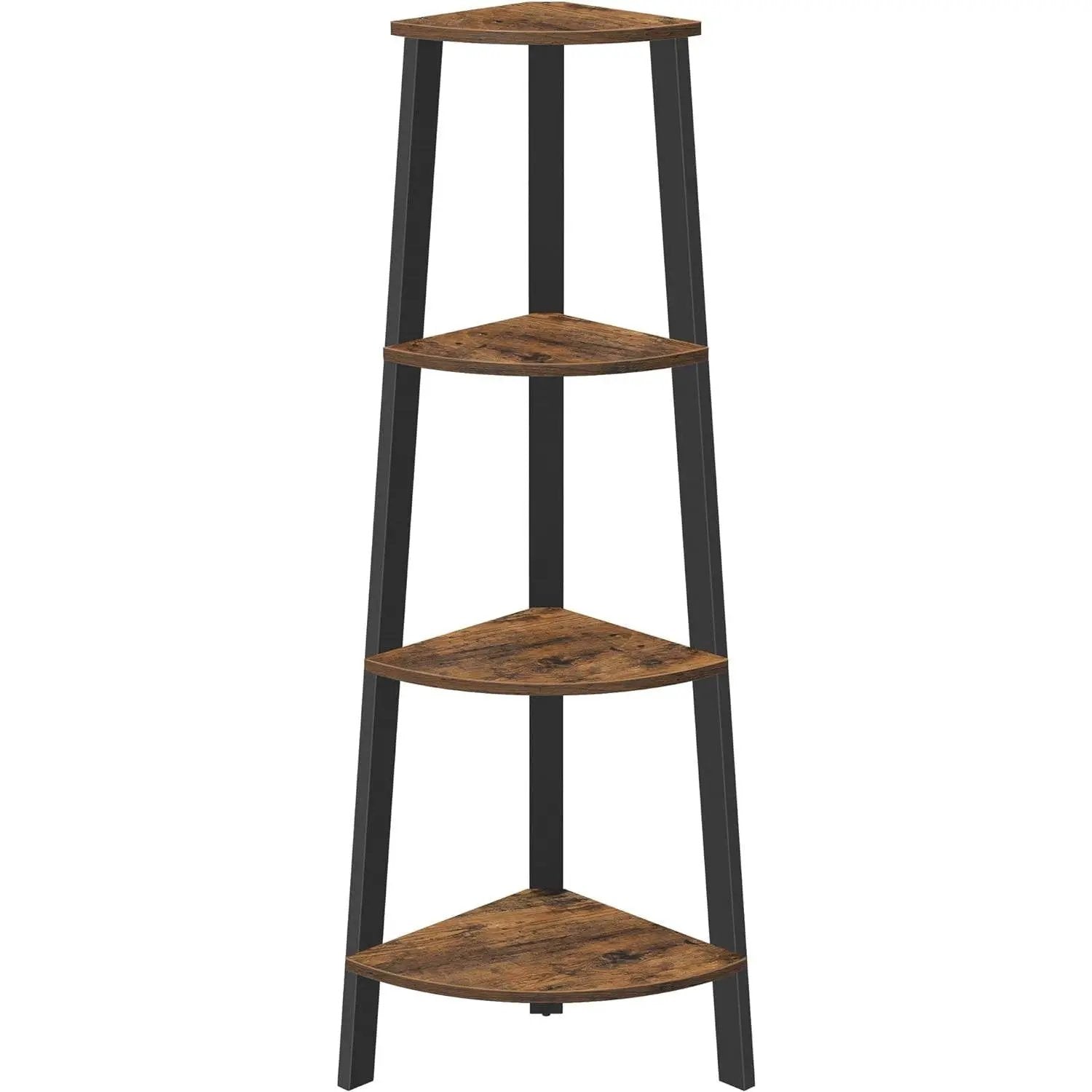 Narrow 3-Shelf Corner Shelving Unit Plant Stand Bookcase in Brown Black Wood by HomePacific