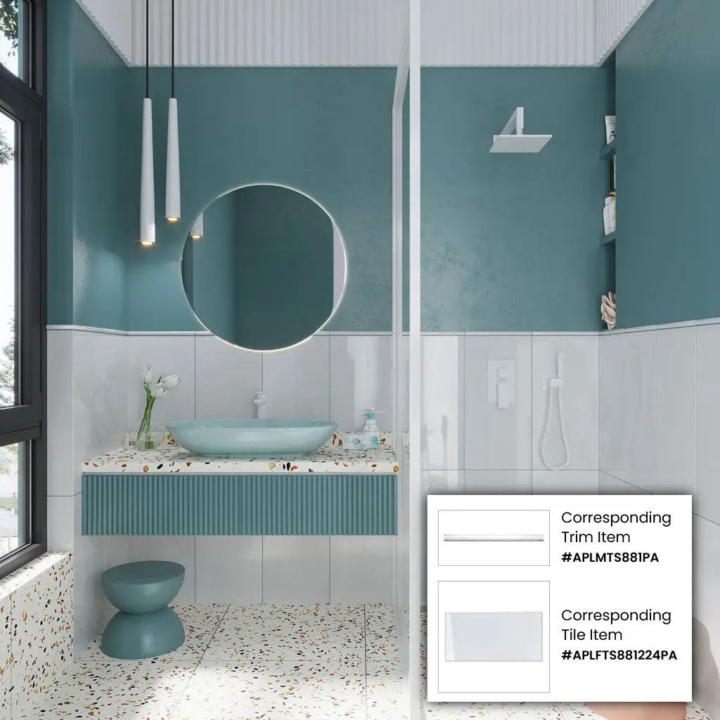 White 0.5x12 Polished Thassos Pencil Marble Tile Trim (10 pack, 0.5 sq ft/case) by Apollo Tile