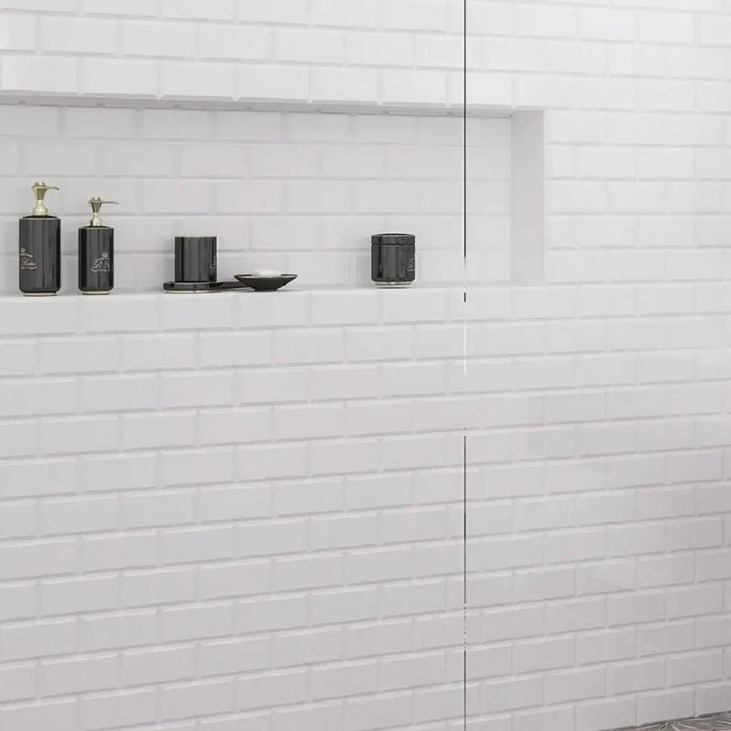 White 3x6 Polished Beveled Subway Thassos Marble Tile (40 pack, 5 sq ft/case) by Apollo Tile