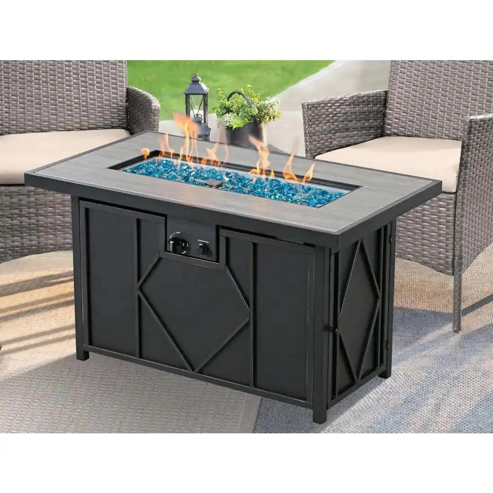 42-inch Outdoor Propane Gas Fire Pit Patio Table with Blue Fire Glass by HomePacific