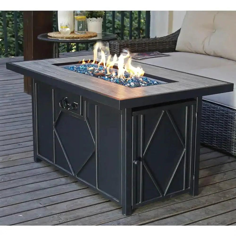 42-inch Outdoor Propane Gas Fire Pit Patio Table with Blue Fire Glass by HomePacific