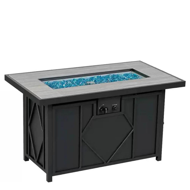 42-inch Outdoor Propane Gas Fire Pit Patio Table with Blue Fire Glass by HomePacific