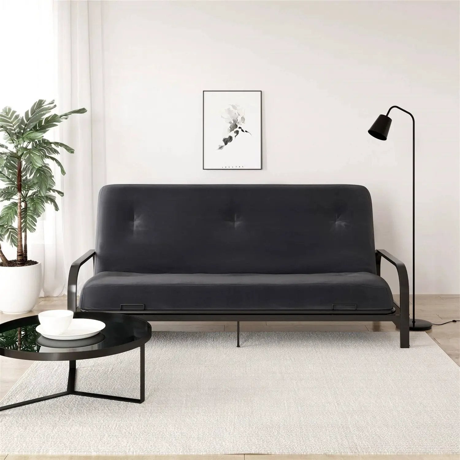 Full size 6-inch Thick Futon Mattress in Black by HomePacific