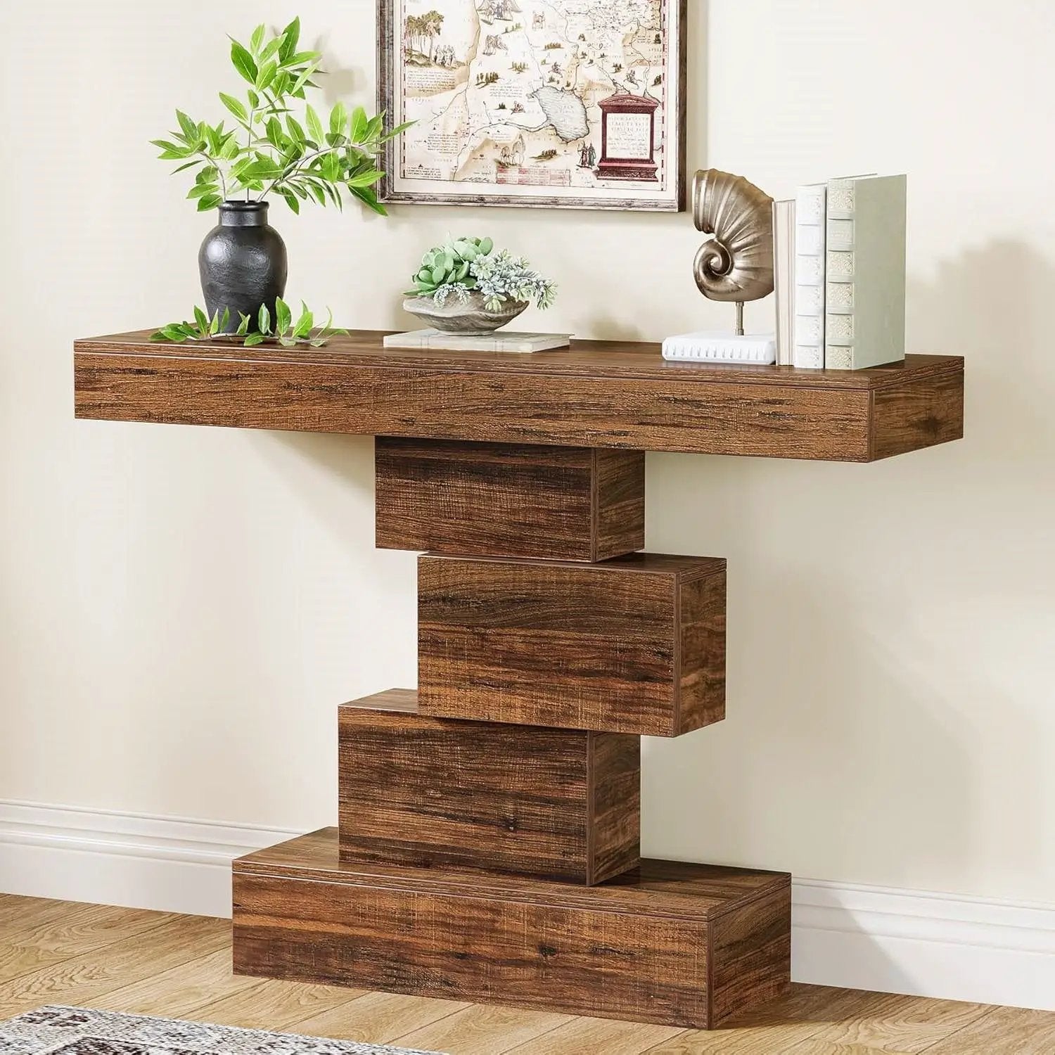 Modern Farmhouse 42-inch Console Accent Sofa Table in Rustic Brown Wood Finish by HomePacific