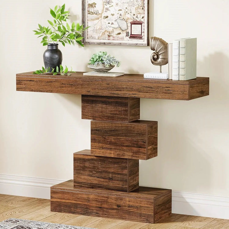 Modern Farmhouse 42-inch Console Accent Sofa Table in Rustic Brown Wood Finish by HomePacific