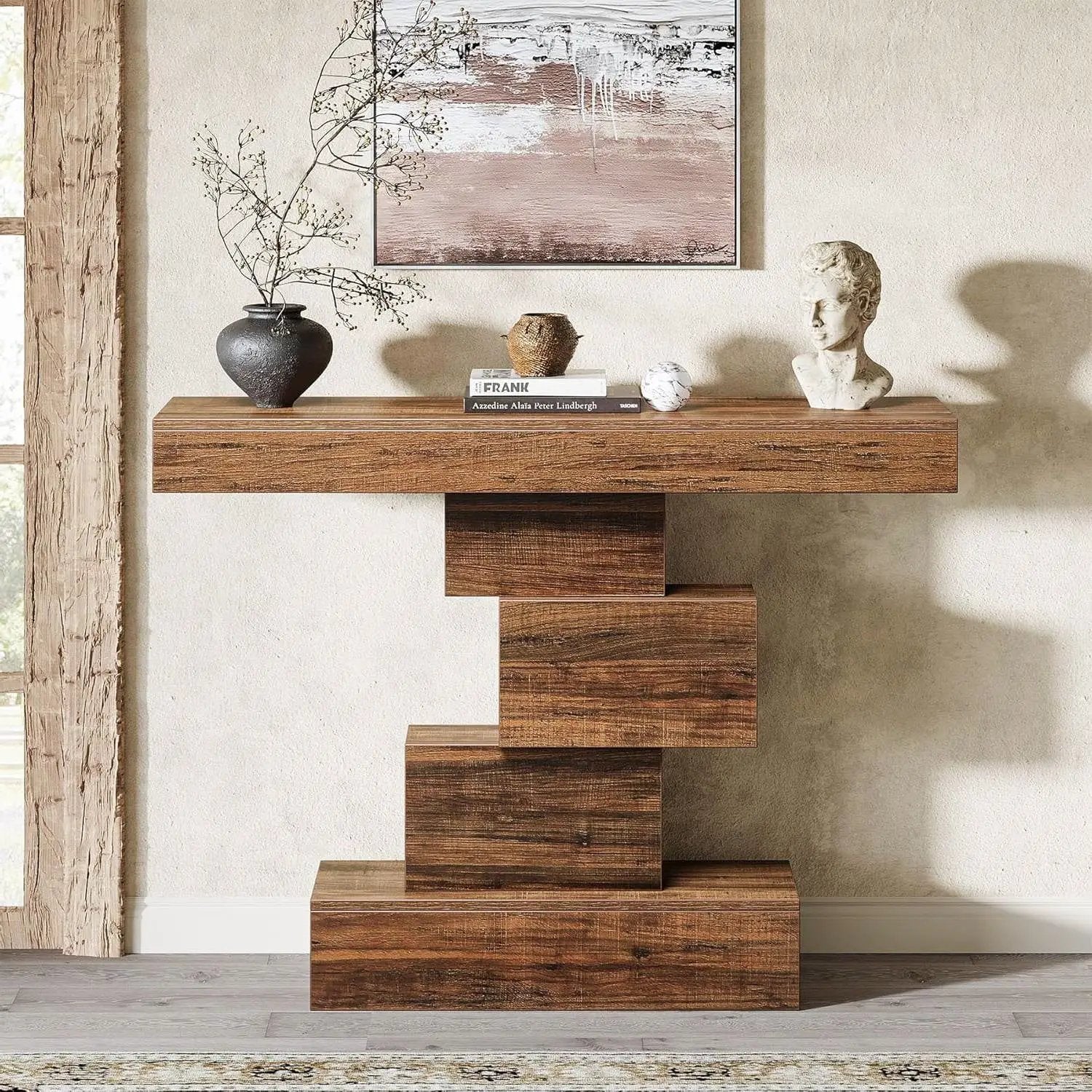 Modern Farmhouse 42-inch Console Accent Sofa Table in Rustic Brown Wood Finish by HomePacific