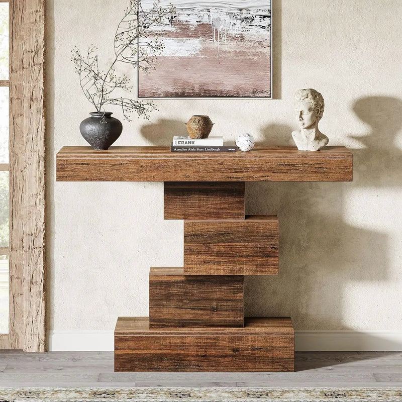 Modern Farmhouse 42-inch Console Accent Sofa Table in Rustic Brown Wood Finish by HomePacific