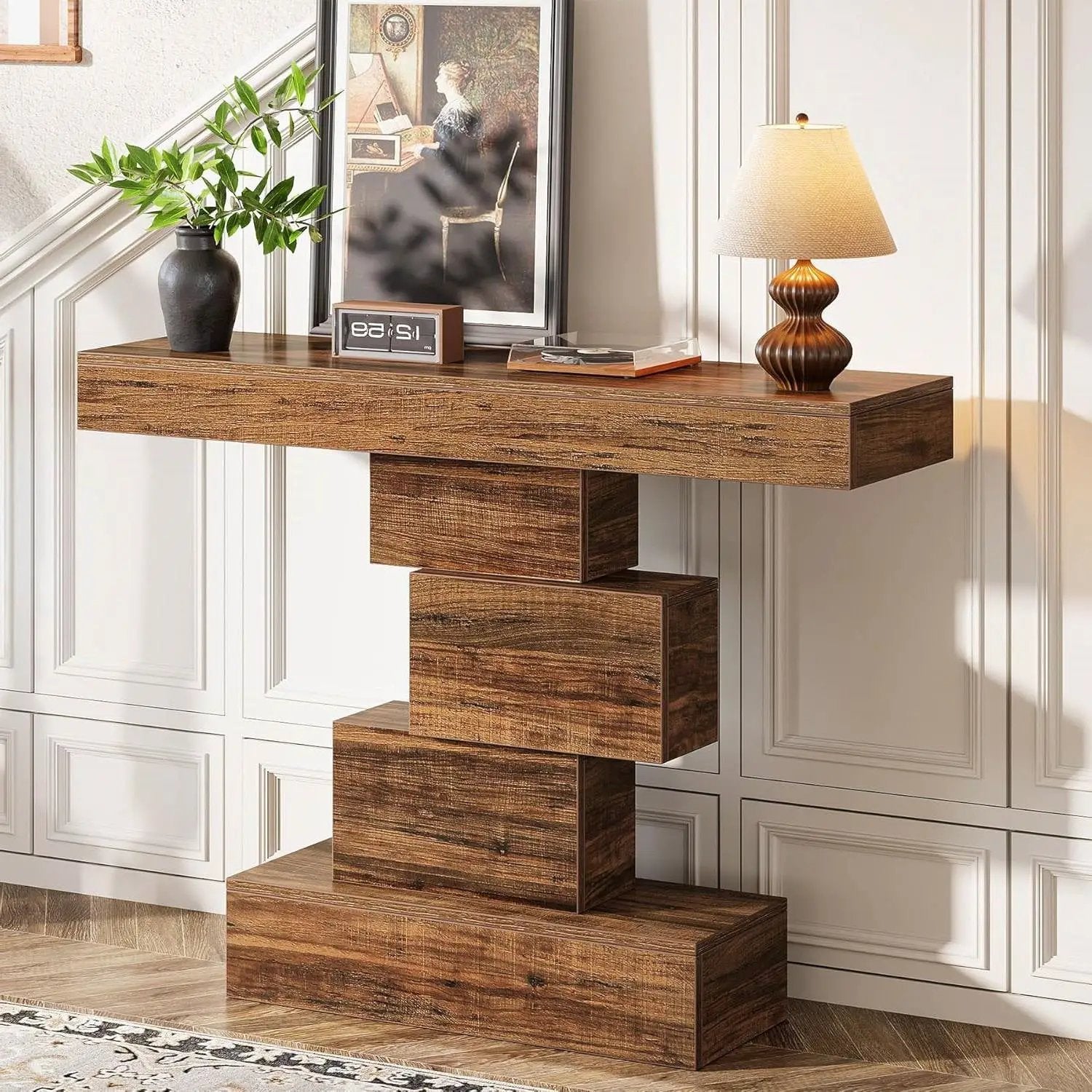 Modern Farmhouse 42-inch Console Accent Sofa Table in Rustic Brown Wood Finish by HomePacific