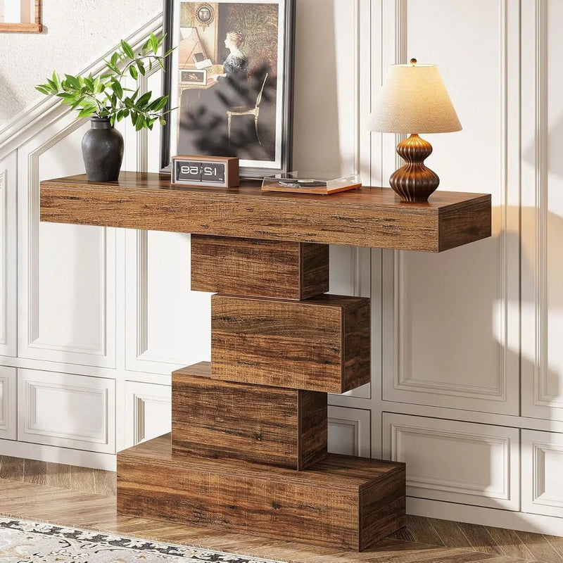 Modern Farmhouse 42-inch Console Accent Sofa Table in Rustic Brown Wood Finish by HomePacific