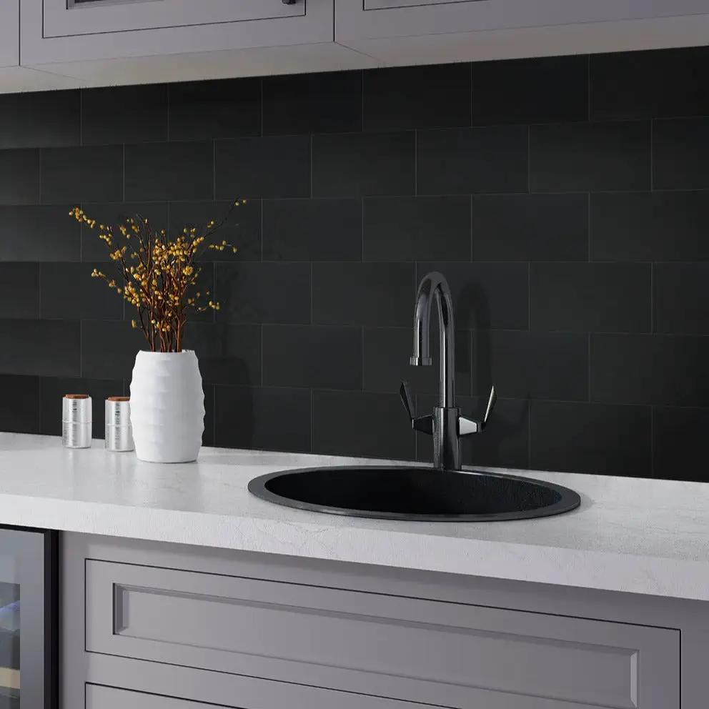Eastern Black 3x6 Honed Subway Marble Tile (40 pack, 5 sq ft/case) by Apollo Tile