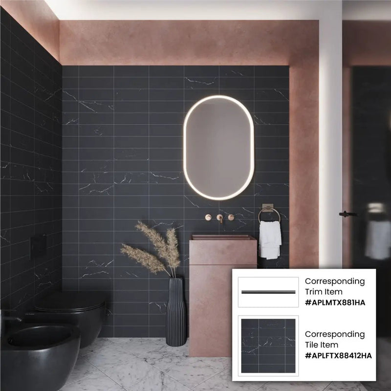 Eastern Black 4x12 Honed Subway Marble Tile (15 pack, 5 sq ft/case) by Apollo Tile