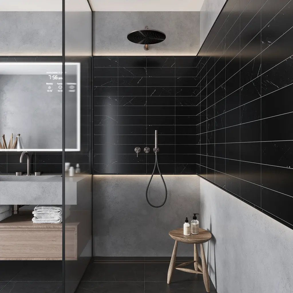 Eastern Black 4x12 Polished Subway Marble Tile (15 pack, 5 sq ft/case) by Apollo Tile