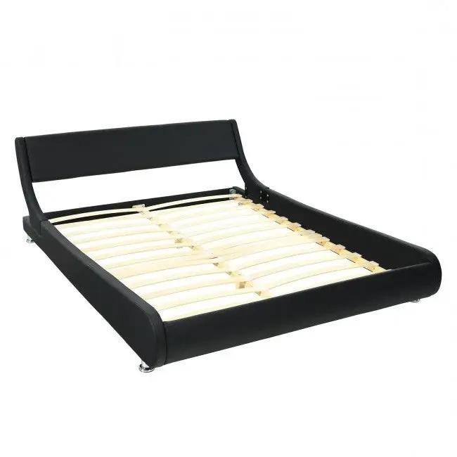 Full Size Modern Faux Leather Upholstered Platform Bed Frame Black by HomePacific