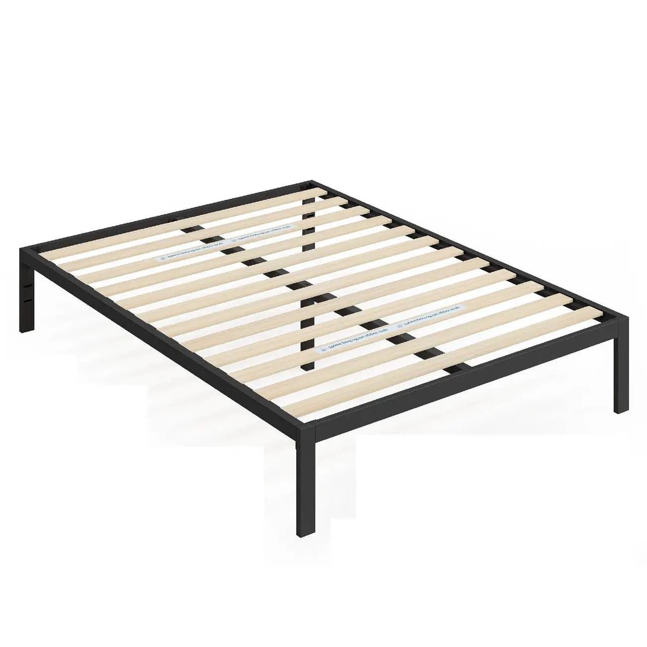 Full Black Metal Platform Bed Frame with Wood Slats - 700 lbs Weight Capacity by HomePacific