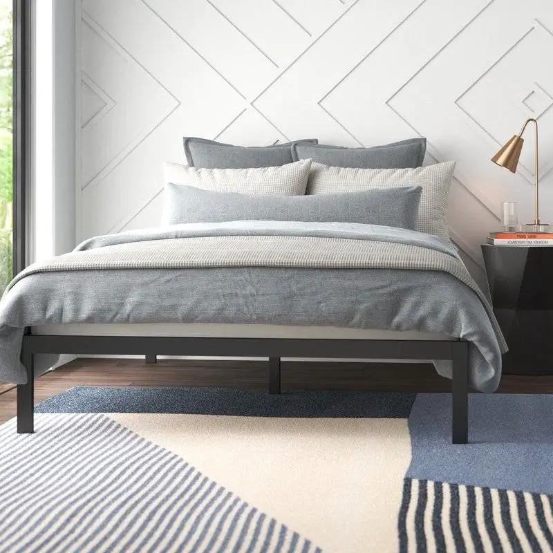Full Black Metal Platform Bed Frame with Wood Slats - 700 lbs Weight Capacity by HomePacific