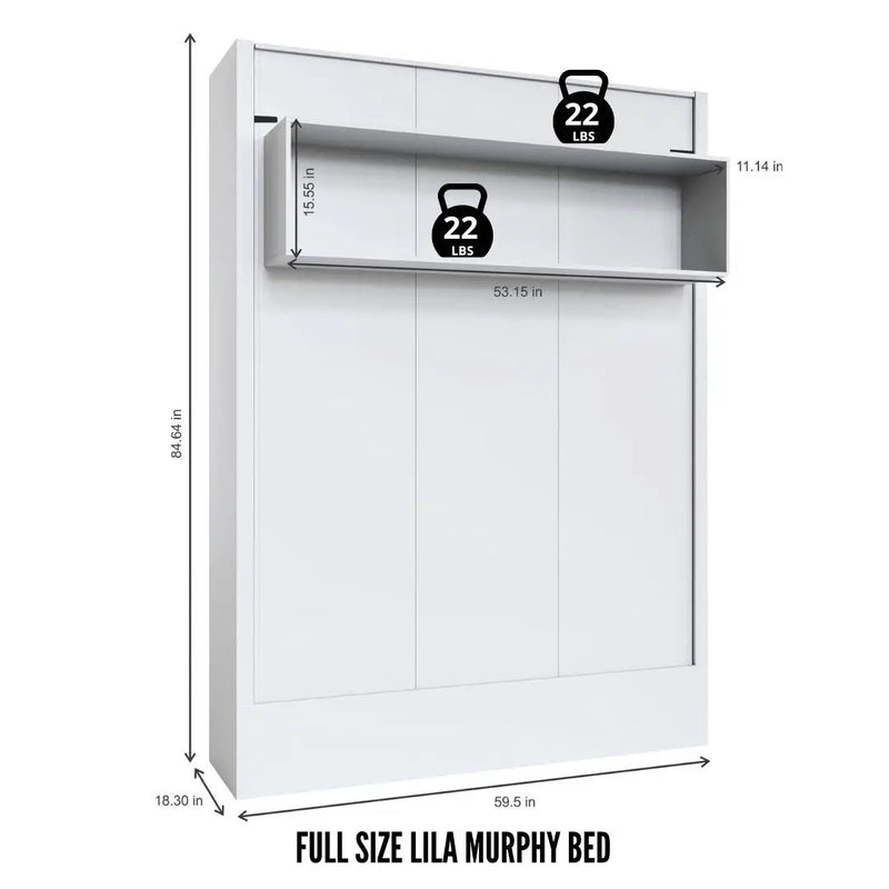 Easy-Lift Full Murphy Wall Bed in Grey with Shelf by Sharicks