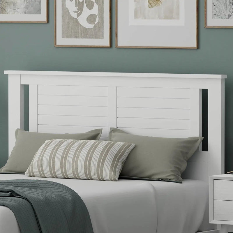 Full size Farmhouse Solid Wood Slatted Headboard in White Finish by HomePacific
