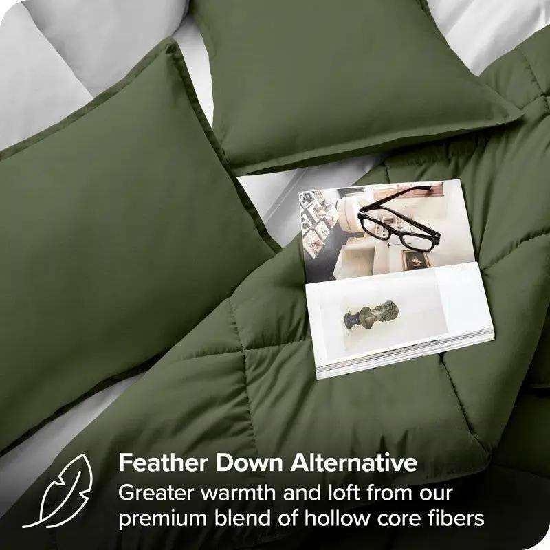Full/Double size Super Soft Down Alternative Comforter Set in Olive Green by HomePacific