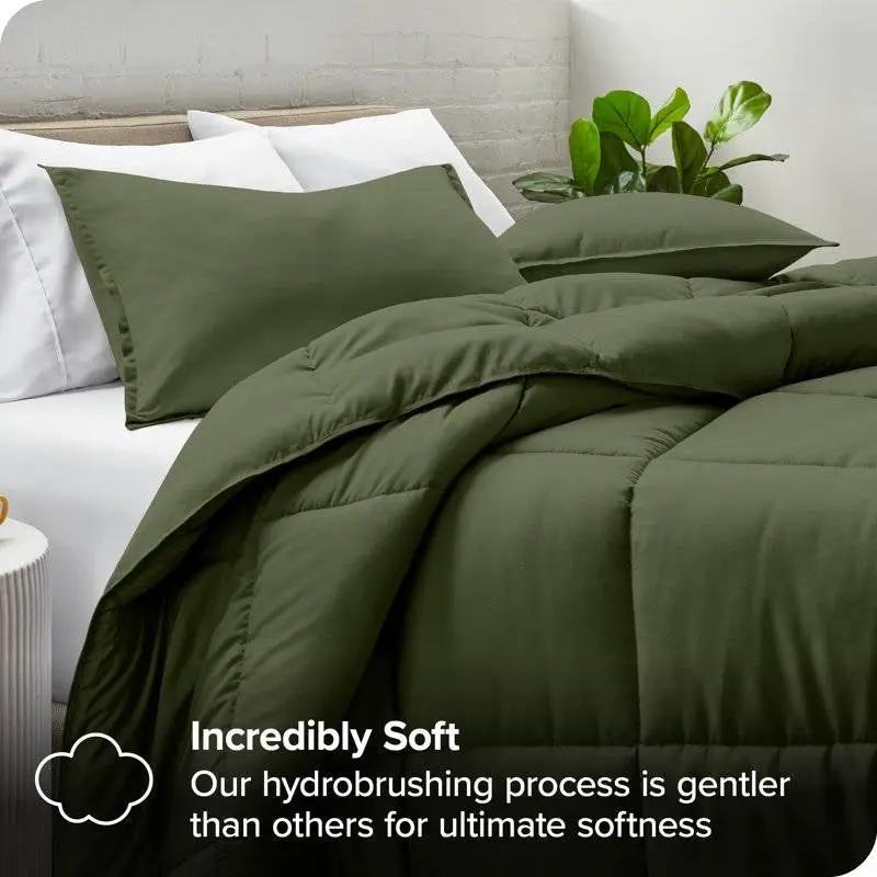 Full/Double size Super Soft Down Alternative Comforter Set in Olive Green by HomePacific