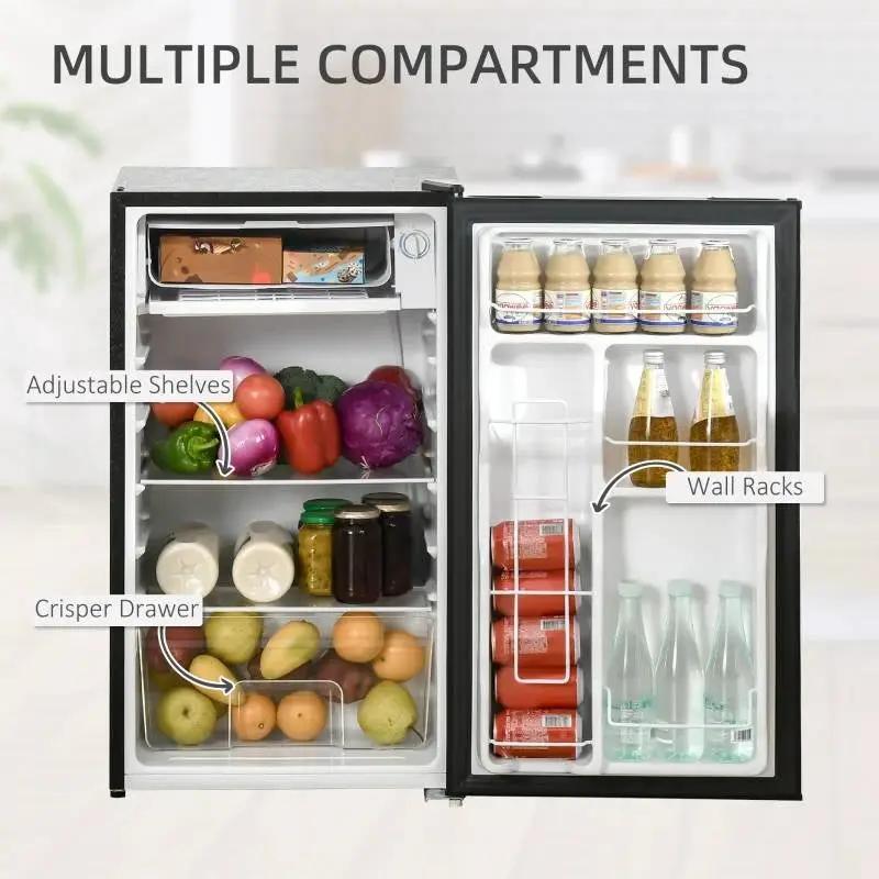 Compact Refrigerator Mini Fridge/Freezer 3.2 Cu.Ft, Black by HomePacific